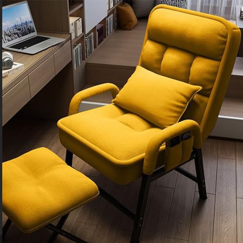 Akzentsessel mit Fußhocker, moderner Lounge-Lazy-Sessel mit 6-fach verstellbarer Rückenlehne und Metallrahmen, bequemes Lesesofa mit Seitentaschen für Schlafzimmer und Wohnzimmer (50T x 56B 95H, C) von PVYGDXYI