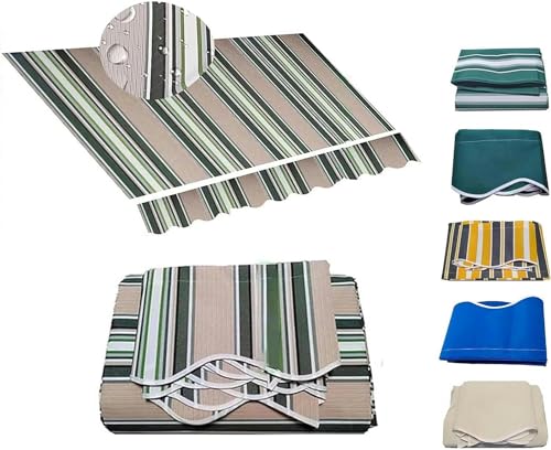 Ausziehbarer Markisenschattenstoff, Ersatz (nur Stoff), wasserabweisend, Sonnenschutz, Terrassentür, Fenster, Markise, Abdeckung, 280 g Polyester (Größe: 4,3 x 3 m, Farbe: mehrfarbig gestreift) von PVYGDXYI
