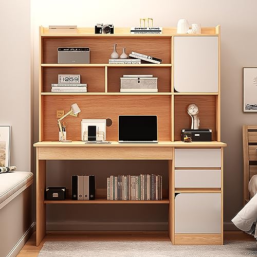 Computer-Schreibtisch aus Holz mit Schubladen, Home Office mit Hub, Moderner Schreibschreibtisch, Studienschreibtisch mit offenem Ablagefach, Arbeitstisch, Schminkarbeitsplatz (120 cm) von PVYGDXYI