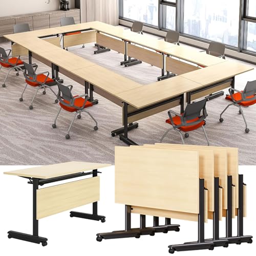Faltbarer Konferenztisch, mobiler Trainingstisch mit Rädern, moderner Chefbüro, klappbarer Rollender Seminartisch für das Büro, extra breiter Schreibtisch, Konferenztisch (2er Pack 55,1 × 23,6 × 29, von PVYGDXYI