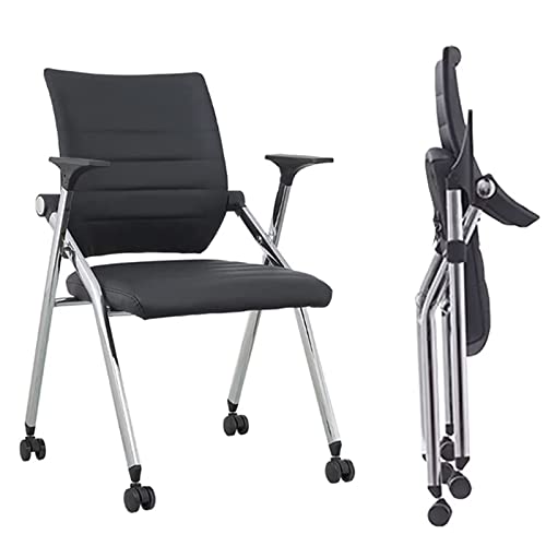 Klappbarer Bürostuhl mit Rollen, bequeme Schreibtisch-Armlehnen, faltbare rollende Ledersitze für zu Hause, ergonomische Konferenz- und Trainingsstühle für Erwachsene, Wohnzimmer (2er-Pack, schwarz) Klappbarer Bürostuhl mit Rollen, bequeme Schreibtisch-Armlehnen, faltbare rollende Ledersitze für zu Hause, ergonomische Konferenz- und Trainingsstühle für Erwachsene, Wohnzimmer (2er-Pack, schwarz) von PVYGDXYI