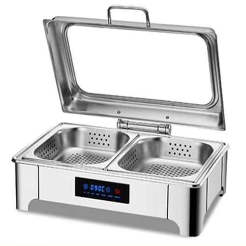 PVYGDXYI 9L Große Kapazität Chafing Dish Buffet Set, Sichtbarer Klappdeckel Edelstahl Herd, LED Intelligente Temperaturregelung, für Event Catering Bankett (Ein Doppelgitter) von PVYGDXYI