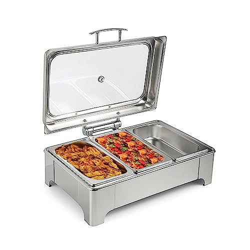 PVYGDXYI Elektrisches 12-Qt-Chafing-Dish-Buffet-Set, Edelstahl-Set mit Chafing-Dish-Temperaturregelung, für Catering, Partys, Buffets (Farbe: 1/3 Pfanne, Größe: 1 Stück) von PVYGDXYI