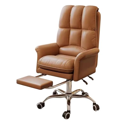 PVYGDXYI Ergonomischer Bürostuhl mit Rollen, hohe Rückenlehne, Schreibtischstuhl mit Armlehnen, Computerstuhl, Leder, bequemer Stuhl, Liegefunktion von PVYGDXYI