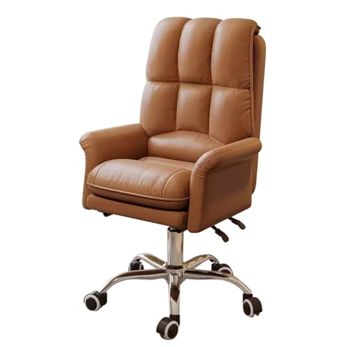 PVYGDXYI Ergonomischer Bürostuhl mit Rollen, hohe Rückenlehne, Schreibtischstuhl mit Armlehnen, Computerstuhl, Leder, bequemer Stuhl, Liegefunktion von PVYGDXYI