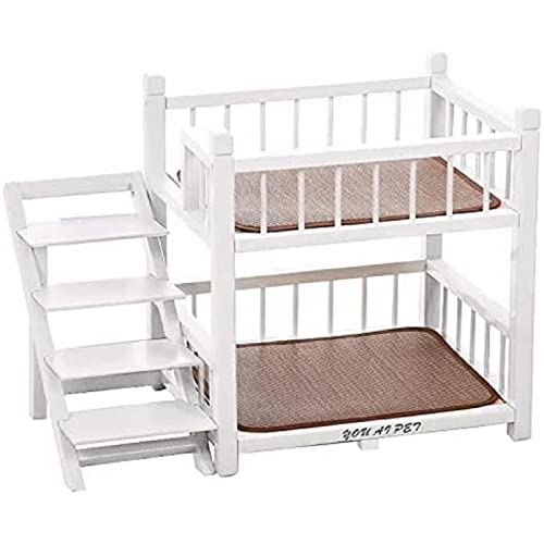 PVYGDXYI Etagenbett für kleine und mittelgroße Hunde, Doppellagiges Haustierbett mit Holzrahmen, mit Treppen, erhöhten Sitzstangen und Katzenstufen, perfekte Hunde-/Mittelgroße Betten (klein, weiß) PVYGDXYI Etagenbett für kleine und mittelgroße Hunde, Doppellagiges Haustierbett mit Holzrahmen, mit Treppen, erhöhten Sitzstangen und Katzenstufen, perfekte Hunde-/Mittelgroße Betten (klein, weiß) von PVYGDXYI