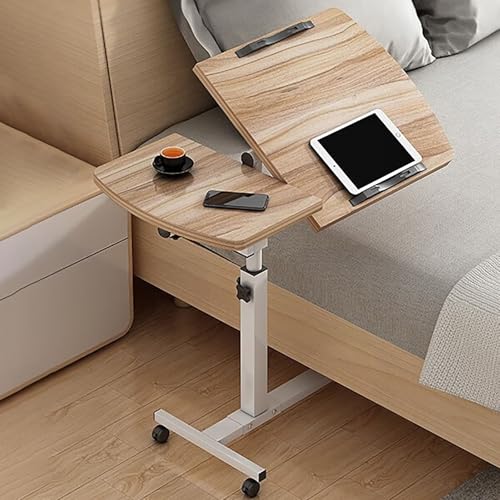 PVYGDXYI Höhenverstellbarer C-förmiger Beistelltisch für Couch – klappbarer Beistelltisch für Wohnzimmer und Schlafzimmer, stabiles Design mit Rollen, Teetisch oder kleiner Raumlösung (Gelb) von PVYGDXYI