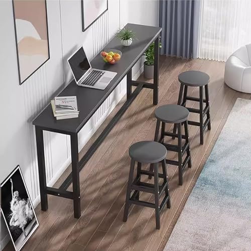 PVYGDXYI Industrieller Bartisch mit stabilem Metallrahmen, rechteckig, hoch, Theke, Kneipentisch für Esszimmer, schmal lang (100,1 x 49,9 cm, 4 Hocker, Grau 2) von PVYGDXYI