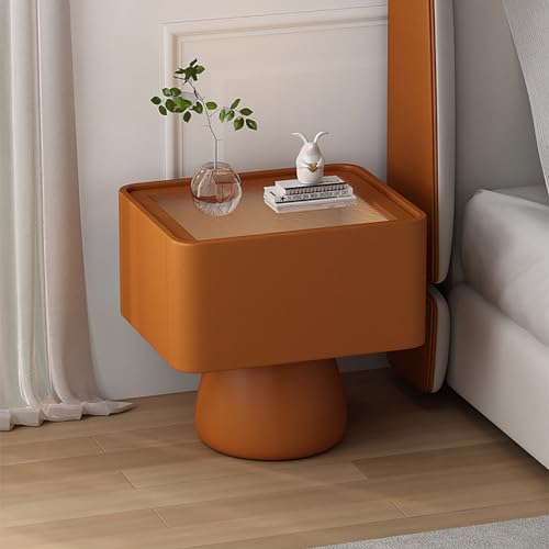 PVYGDXYI Kreativer schwarzer moderner minimalistischer Schlafzimmer-Massivholz-Nachttisch mit Tischplatte aus gehärtetem Glas, Mini-Schlafzimmer, Wohnzimmer, kleiner Holztisch von PVYGDXYI