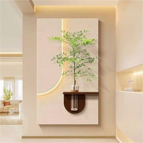 PVYGDXYI Moderne 3D-LED-Wanddekoration, aus Steinzeug, dekoratives Gemälde mit Wasserspeichervase, verstellbare warme Beleuchtung, rahmenloses Design für Zuhause und Büro (C, 40 x 70 cm) von PVYGDXYI