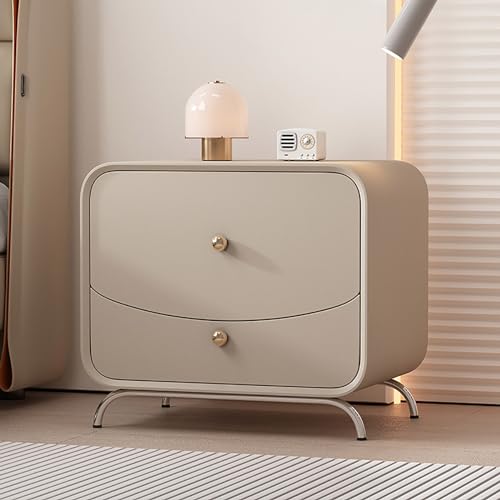 PVYGDXYI Weißer niedlicher Nachttisch aus Holz, moderner minimalistischer Nachttisch aus Massivholz mit doppelten Aufbewahrungsschubladen, Mini-Nachttisch aus Holz - B von PVYGDXYI