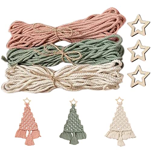 PW TOOLS 3 STÜCKE Weihnachtsbaum Makramee Kit, Weihnachten Makramee Gewebter Baum Kit, Weihnachtsbaum Makramee Boho Hängedekor, Gewebte Makramee Kits für Erwachsene Anfänger von PW TOOLS
