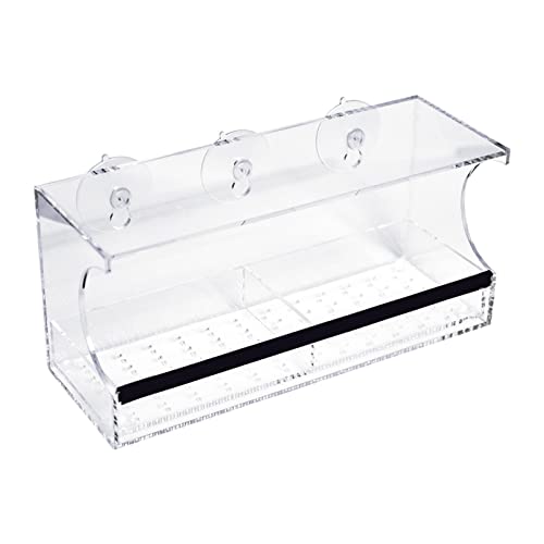 PW TOOLS Vogelhäuschen für Fenster - Vogelfutterspender aus transparente Acryl | Vogelfutter mit starken Saugnäpfen für Balkon, Terrasse, Garten, von PW TOOLS