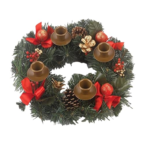 PW TOOLS Weihnachts Adventskranz, 30cm Großer Weihnachtskranz Kerzenständer, künstliche Kerzenringe Kränze Band Weihnachtskranz Advents Kerzenhalter, Tischdekoration von PW TOOLS