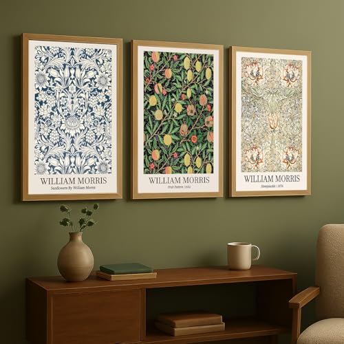 PWAAHDC William Morris Poster 3er Set | Vintage Wandbilder – Neutrale Poster fürs Wohnzimmer, Schlafzimmer oder Badezimmer | ohne Rahmen | DIN A2 (42x60 cm) von PWAAHDC