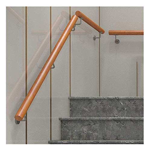 1ft-20ft Handlauf-Komplettset, runde Massivholz-Treppengeländer/Handläufe, Villa Loft Interior Alte rutschfeste Griffe Familienzugang Flurzaun (Größe: 19ft) von PWABAF