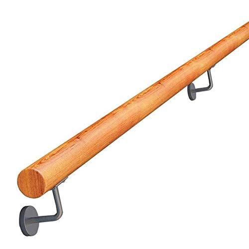 Fuß bis 20 Fuß Handlauf-Komplettset. Runde Treppengeländer/Handläufe aus massivem Holz, Villa Loft Interior Alte rutschfeste Griffe Familienzugang Flurzaun (Größe: 5 Fuß) von PWABAF