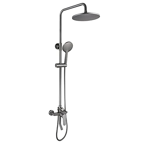 Mischbatterie Brausegarnitur Bad Brausegarnitur Duschsystem Wandmontage Duscharmatur Set mit 20 cm Kopfbrause und Handbrause Automatische Entkalkung Verstellbare Brausestange von PWABAF