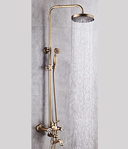 Mischbatterie Brausegarnitur Brausegarnitur Retro Design Duschsystem mit Wasserhahn Mischbatterie Duscharmatur mit 22 cm Kopfbrause und Handbrause Aufputz Duschsäule Messing gebürstet Verstellbare Mischbatterie Brausegarnitur Brausegarnitur Retro Design Duschsystem mit Wasserhahn Mischbatterie Duscharmatur mit 22 cm Kopfbrause und Handbrause Aufputz Duschsäule Messing gebürstet Verstellbare von PWABAF