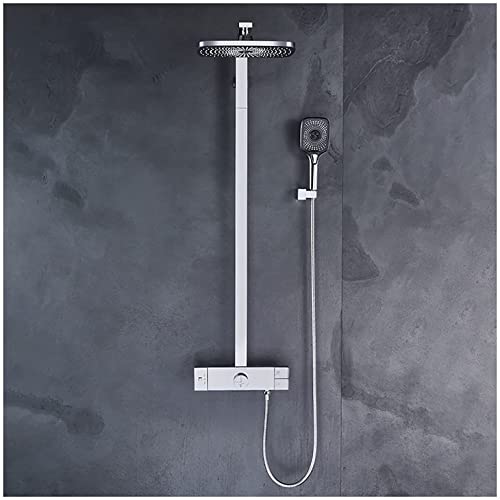 Mischer-Brause-Set Thermostat-Duschsystem-Set mit Duschkopf Duscharmatur-Set Wandbrause-Kombi-Set Einhebel-Regendusche-Set mit Handbrause, Wasserfall-Wanne, Chrom von PWABAF