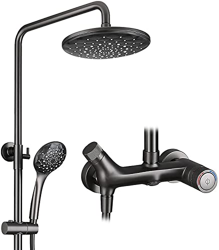 Mischer-Duschset Regenduschsystem mit Wannenauslauf Duscharmatur-Set Wandmontage Gun Grey Shower Combo Set Höhenverstellbares Regenduschset mit Handbrause, runder Duschkopf Mischer-Duschset Regenduschsystem mit Wannenauslauf Duscharmatur-Set Wandmontage Gun Grey Shower Combo Set Höhenverstellbares Regenduschset mit Handbrause, runder Duschkopf von PWABAF