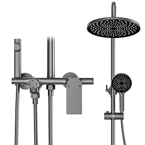 Mischer-Duschset Regenduschsystem mit Wannenauslauf Duscharmatur Set Wandmontiertes Duschkombinationsset Höhenverstellbares Regenduschset mit Handbrause, rundem Duschkopf, Bidetnebel, Pistole Mischer-Duschset Regenduschsystem mit Wannenauslauf Duscharmatur Set Wandmontiertes Duschkombinationsset Höhenverstellbares Regenduschset mit Handbrause, rundem Duschkopf, Bidetnebel, Pistole von PWABAF