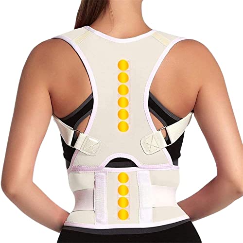 Orthopädische Rückenstützgürtel für Damen und Herren, magnetische Haltungskorrektur, Korrekte Körperhaltung, Korsett mit 10 Magneten (Color : White, Size : M) von PWABAF