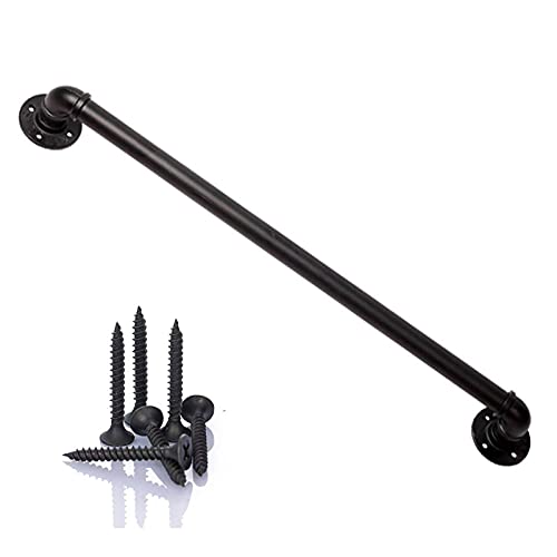 Treppengeländer-Handlauf – Komplettset, Treppen-Industrie-Handlauf aus schwarzem Rohr mit Wandhalterung, Zuhause an der Wand, Innen- und Außen-Loft-Geländer für ältere Menschen (Größe: 3 Fuß) von PWABAF