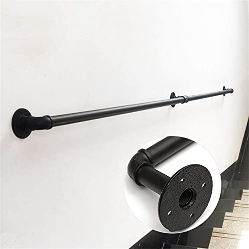 Treppengeländer-Handlauf – Komplettset, Treppen-Industrie-Handlauf aus schwarzem Rohr mit Wandhalterung, Zuhause an der Wand, Innen- und Außen-Loft-Geländer für ältere Menschen (Größe: 3 Fuß) von PWABAF