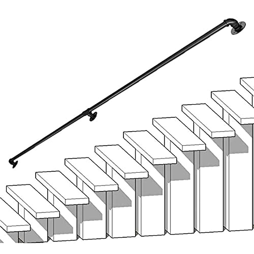 Treppengeländer-Handlauf – Komplettset, industrieller Treppen-Handlauf aus schwarzem Rohr mit Wandhalterung, Zuhause an der Wand, Innen- und Außen-Loft-Geländer für ältere Menschen (Größe: 7 Fuß) Treppengeländer-Handlauf – Komplettset, industrieller Treppen-Handlauf aus schwarzem Rohr mit Wandhalterung, Zuhause an der Wand, Innen- und Außen-Loft-Geländer für ältere Menschen (Größe: 7 Fuß) von PWABAF