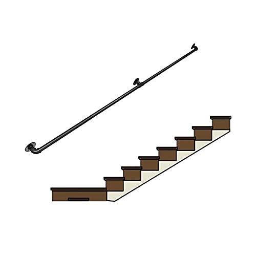 Treppengeländer-Handlauf – Komplettset, industrieller Treppenhandlauf aus schwarzem Rohr mit Wandhalterung, Haus gegen die Wand, Innen- und Außen-Loft-Geländer für ältere Menschen (Größe: 10 Fuß) Treppengeländer-Handlauf – Komplettset, industrieller Treppenhandlauf aus schwarzem Rohr mit Wandhalterung, Haus gegen die Wand, Innen- und Außen-Loft-Geländer für ältere Menschen (Größe: 10 Fuß) von PWABAF