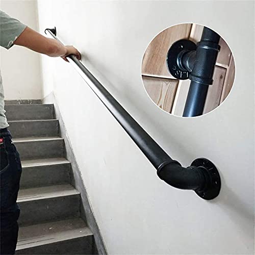 Treppengeländer-Handlauf – Komplettset, industrieller Treppenhandlauf aus schwarzem Rohr mit Wandhalterung, Haus gegen die Wand im Innen- und Außenbereich, Loft-Geländer für ältere Menschen (Größe: 15 Treppengeländer-Handlauf – Komplettset, industrieller Treppenhandlauf aus schwarzem Rohr mit Wandhalterung, Haus gegen die Wand im Innen- und Außenbereich, Loft-Geländer für ältere Menschen (Größe: 15 von PWABAF