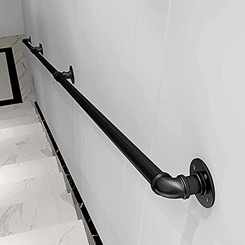 Treppengeländer-Handlauf – Komplettset, industrieller Treppenhandlauf aus schwarzem Rohr mit Wandhalterung, Haus gegen die Wand im Innen- und Außenbereich, Loft-Geländer für ältere Menschen (Größe: 19 Treppengeländer-Handlauf – Komplettset, industrieller Treppenhandlauf aus schwarzem Rohr mit Wandhalterung, Haus gegen die Wand im Innen- und Außenbereich, Loft-Geländer für ältere Menschen (Größe: 19 von PWABAF
