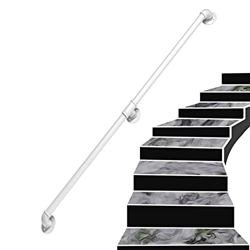 Treppengeländer-Handlauf – Komplettset, industrieller Treppenhandlauf aus weißem Rohr mit Wandhalterung, Haus gegen die Wand im Innen- und Außenbereich, Loft-Geländer für ältere Menschen (Größe: 8 Fuß Treppengeländer-Handlauf – Komplettset, industrieller Treppenhandlauf aus weißem Rohr mit Wandhalterung, Haus gegen die Wand im Innen- und Außenbereich, Loft-Geländer für ältere Menschen (Größe: 8 Fuß von PWABAF
