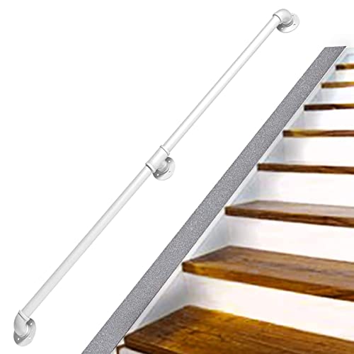 Treppengeländer-Handlauf – Komplettset, industrieller Treppenhandlauf aus weißem Rohr mit Wandhalterung, Haus gegen die Wand im Innen- und Außenbereich, Loft-Geländer für ältere Menschen (Größe: 8 Fuß Treppengeländer-Handlauf – Komplettset, industrieller Treppenhandlauf aus weißem Rohr mit Wandhalterung, Haus gegen die Wand im Innen- und Außenbereich, Loft-Geländer für ältere Menschen (Größe: 8 Fuß von PWABAF