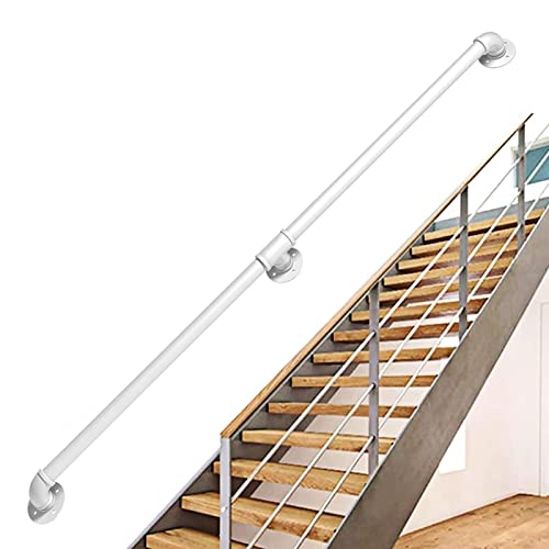 Treppengeländer-Handlauf – Komplettset, industrieller Treppenhandlauf aus weißem Rohr mit Wandhalterung, Haus gegen die Wand im Innen- und Außenbereich, Loft-Geländer für ältere Menschen (Größe: 8 Fuß Treppengeländer-Handlauf – Komplettset, industrieller Treppenhandlauf aus weißem Rohr mit Wandhalterung, Haus gegen die Wand im Innen- und Außenbereich, Loft-Geländer für ältere Menschen (Größe: 8 Fuß von PWABAF
