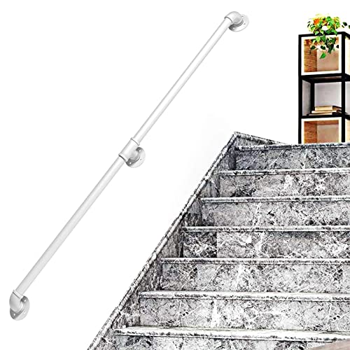 Treppengeländer-Handlauf – Komplettset, industrieller weißer Rohrhandlauf für Treppen mit Wandhalterung, Heim an der Wand, Innen- und Außen-Loft-Geländer für ältere Menschen (Größe: 4 Fuß) von PWABAF