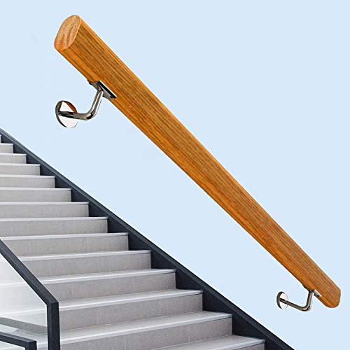 Treppenhandläufe Treppenhandlauf (1ft-20ft), rutschfestes Holztreppengeländer, Home Indoor Loft Seniorengeländer Handläufe Korridor-Stützstange, für Bars, Lofts (Größe: 3ft/90cm) von PWABAF