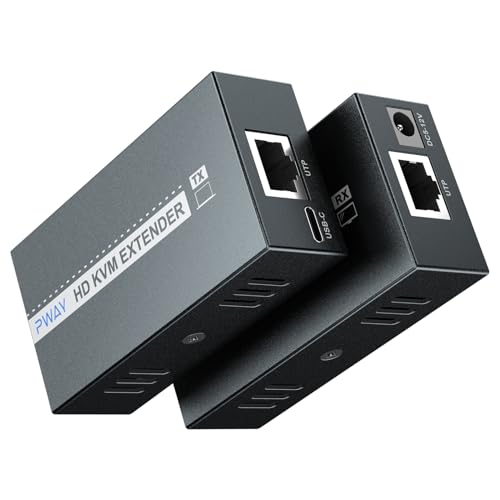 HDMI KVM USB Extender 164ft/50M KVM über Ethernet Extender Einkanal Cat5/6/7/8 RJ45 UTP, unterstützt HD 1080P, USB, Loop Out und POC für HDTV, Sky, Xbox von PWAY