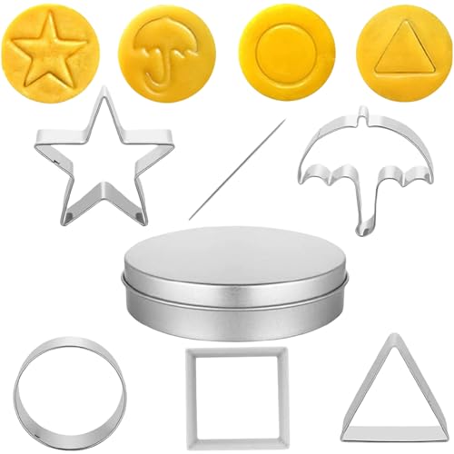 Korea Game Kekse, 7 Stück Stainless Biscuits Molds Cookie Cutters Set Enthält Spielbox, Korea Game Kekse Ausstechformen für Zucker for Backzubehör Zucker Kekse von PWCTNT
