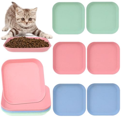 PWCTNT Katzennapf Set - 6 Stück Flache Quadratische Futterschüsseln, Bunte Katzenteller Für Kätzchen Und Kurzbeinige Katzen PWCTNT Katzennapf Set - 6 Stück Flache Quadratische Futterschüsseln, Bunte Katzenteller Für Kätzchen Und Kurzbeinige Katzen von PWCTNT