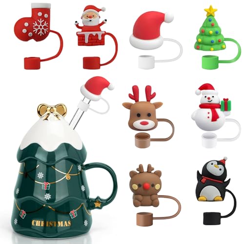 Strohhalm Abdeckung, Weihnachten Deko, 6/8 Stück Rosa Wiederverwendbare Niedliche Form Zubehör, Weihnachten Strohhalm Abdeckung für 10 MM Strohspitzen (8 Stück) Strohhalm Abdeckung, Weihnachten Deko, 6/8 Stück Rosa Wiederverwendbare Niedliche Form Zubehör, Weihnachten Strohhalm Abdeckung für 10 MM Strohspitzen (8 Stück) von PWCTNT