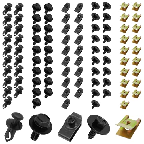 PWGHWG 100 Stück Blechmutter Schraube Mutter Clip Kit, Blechmuttern Kfz, Metall U Typ Befestigungsclip, Schraube Mutter Clip Schnappmutter Set, Kotflügelclip Blechmuttern Befestigung Clips für Auto PWGHWG 100 Stück Blechmutter Schraube Mutter Clip Kit, Blechmuttern Kfz, Metall U Typ Befestigungsclip, Schraube Mutter Clip Schnappmutter Set, Kotflügelclip Blechmuttern Befestigung Clips für Auto von PWGHWG