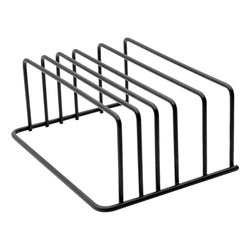 PWGHWG Schneidebrett Halter Schwarz Schneidebrett Halterung Schneidebrett Ständer aus Stahl 5 Slots Schneidebrett Organizer für Küchenarbeitsplatte, Platzsparend in der Küche von PWGHWG