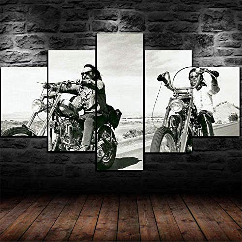 5 Stück Drucke Auf Leinwand Gedruckt Malerei Wohnzimmer Wand Kunst Leinwand Easy Rider Hells Angels Biker Poster Bild XXL Wohnzimmer Wohnkultur Kreatives Geschenk (Gerahmt) von PWJFD