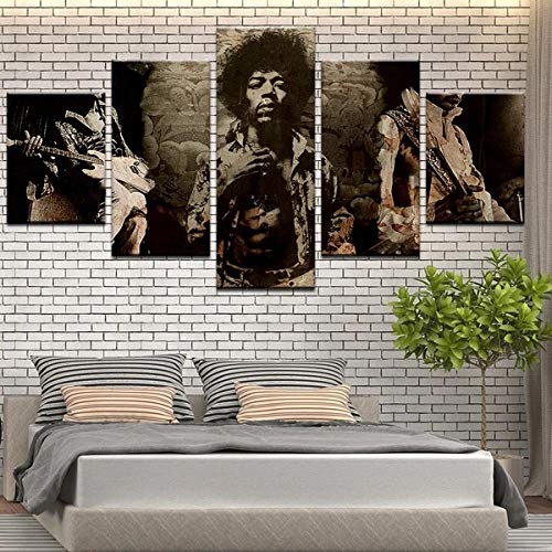 5 Stück Drucke Auf Leinwand Gedruckt Malerei Wohnzimmer Wand Kunst Leinwand Ich Hendrix Poster Bild XXL Wohnzimmer Wohnkultur Kreatives Geschenk (Gerahmt) von PWJFD
