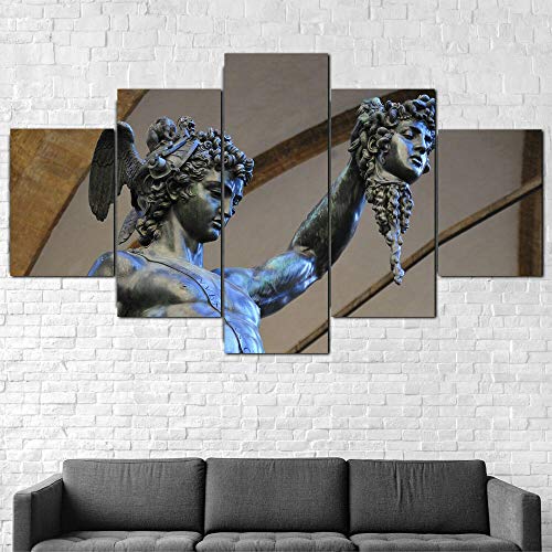 5 Stück Drucke Auf Leinwand Gedruckt Malerei Wohnzimmer Wand Kunst Leinwand Perseus - Medusa Slayer Poster Bild XXL Wohnzimmer Wohnkultur Kreatives Geschenk (Gerahmt) von PWJFD