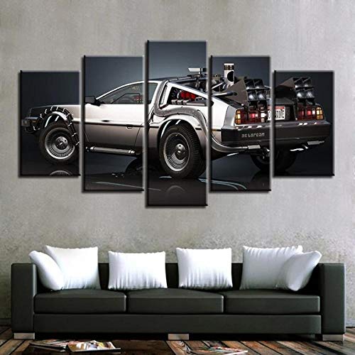 5 Stück Drucke Auf Leinwand Gedruckt Malerei Wohnzimmer Wand Kunst Leinwand Zurück In Die Zukunft Delorean Poster Bild XXL Wohnzimmer Wohnkultur Kreatives Geschenk (Gerahmt) von PWJFD