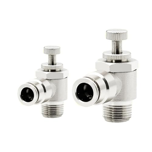 6er-Pack komplett aus Kupfer vernickelter, schnell einsetzbarer Trachea-Pneumatik-SL4/6/8/10/12-mm-Zylinder, Geschwindigkeitsregelventil, Drosselventil mit Außengewinde(Sl12-04) von PWQBABJWL