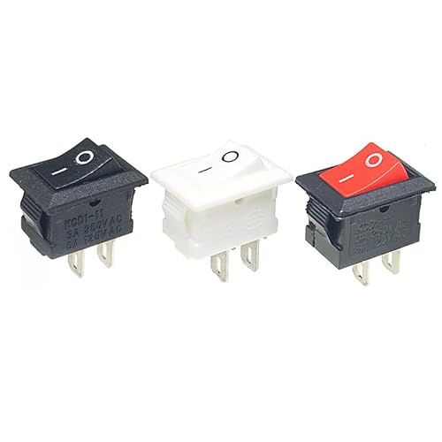 PWQBABJWL Schalter 100 Stück 15 x 10 mm Taster Minischalter 6 A 250 V CD1 2 Pin -in On/Off Rocer Swit 15 mm x 10 mm Rot Weiß Unterbrecher - (Color : Bianco) von PWQBABJWL